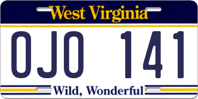 WV license plate OJO141