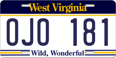 WV license plate OJO181