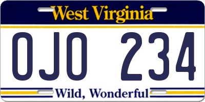 WV license plate OJO234