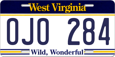 WV license plate OJO284