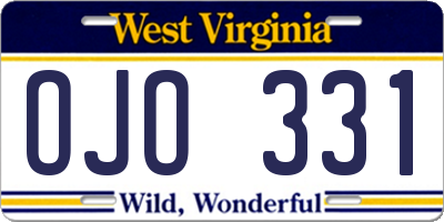 WV license plate OJO331