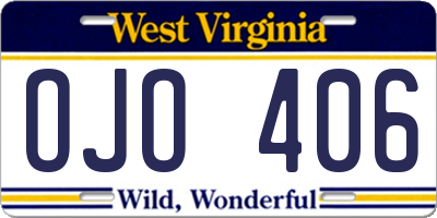 WV license plate OJO406
