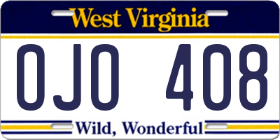 WV license plate OJO408
