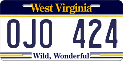 WV license plate OJO424