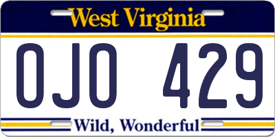 WV license plate OJO429
