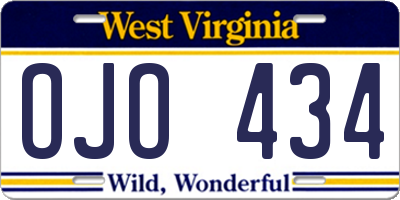 WV license plate OJO434