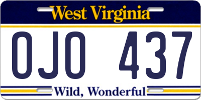 WV license plate OJO437