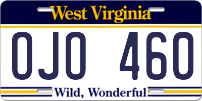 WV license plate OJO460