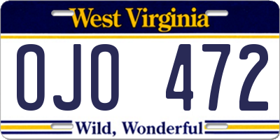 WV license plate OJO472