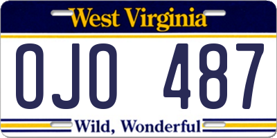 WV license plate OJO487