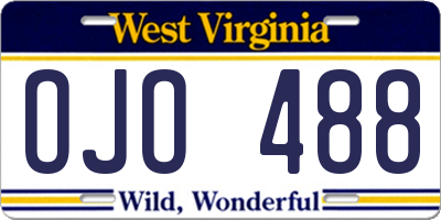 WV license plate OJO488
