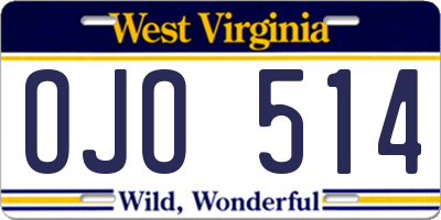 WV license plate OJO514
