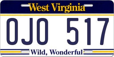 WV license plate OJO517