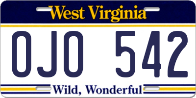 WV license plate OJO542