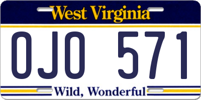 WV license plate OJO571