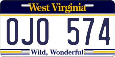 WV license plate OJO574