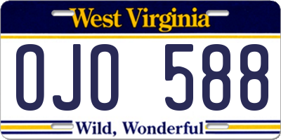 WV license plate OJO588