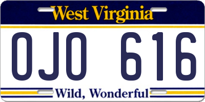 WV license plate OJO616