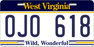 WV license plate OJO618
