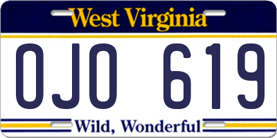 WV license plate OJO619