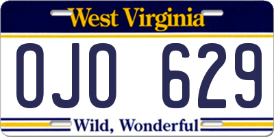 WV license plate OJO629