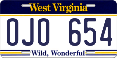 WV license plate OJO654