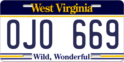 WV license plate OJO669