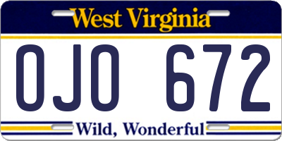 WV license plate OJO672