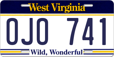 WV license plate OJO741
