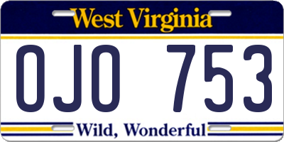 WV license plate OJO753
