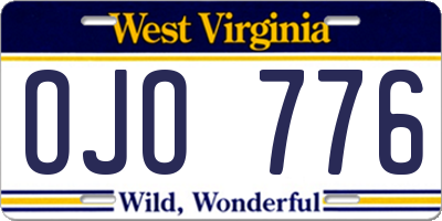 WV license plate OJO776