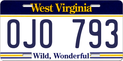 WV license plate OJO793