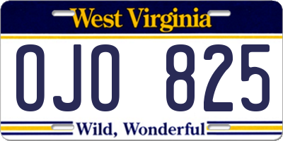 WV license plate OJO825
