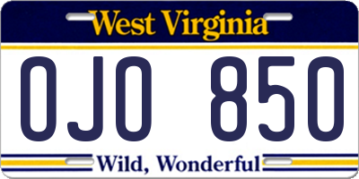 WV license plate OJO850