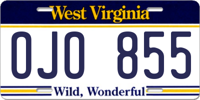 WV license plate OJO855