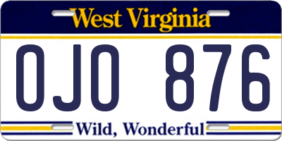 WV license plate OJO876