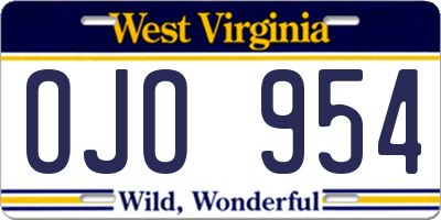 WV license plate OJO954