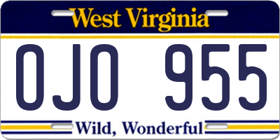 WV license plate OJO955