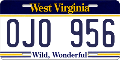WV license plate OJO956