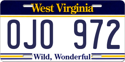 WV license plate OJO972