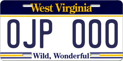 WV license plate OJP000