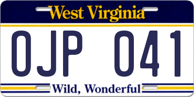 WV license plate OJP041