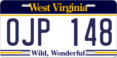 WV license plate OJP148