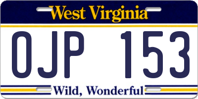 WV license plate OJP153