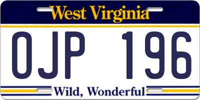 WV license plate OJP196