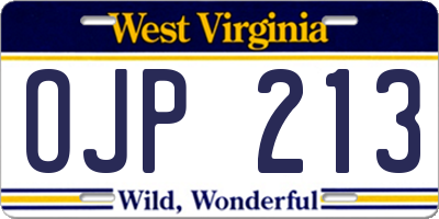 WV license plate OJP213