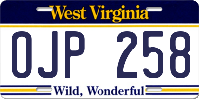 WV license plate OJP258