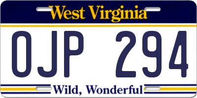 WV license plate OJP294