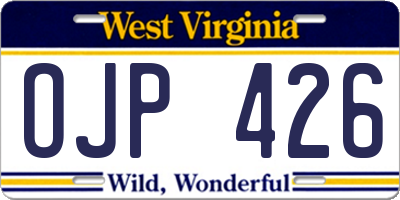 WV license plate OJP426