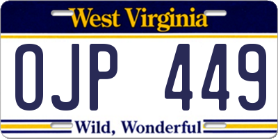 WV license plate OJP449